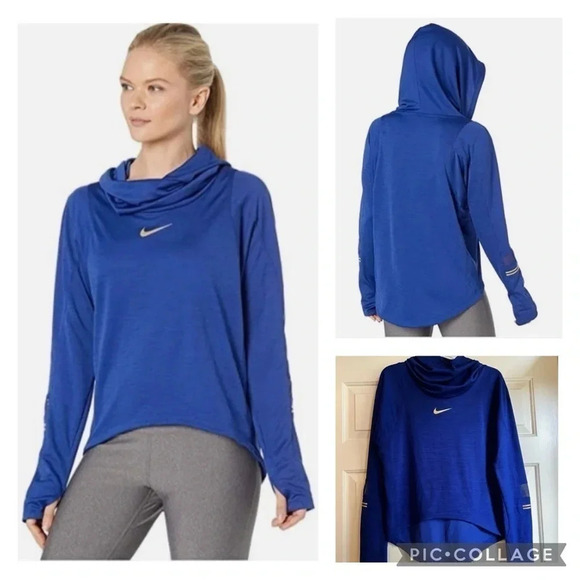 *RARE Nike Dri-Fit Glam Dunk Mid Layer Running top funnel hood women’s Small - Picture 1 of 16